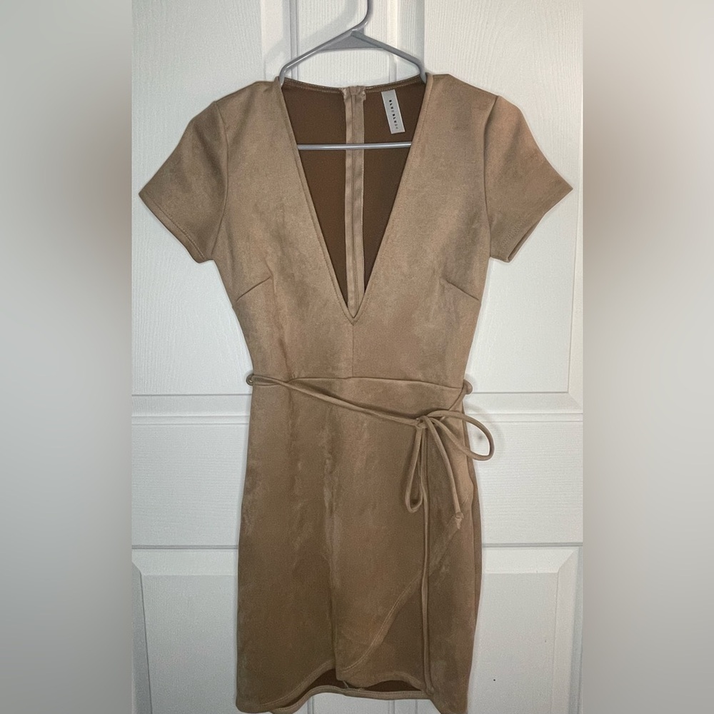 Soft Suede Bodycon Dress | Taupe | M
